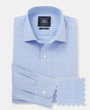 Blue Cotton Prince of Wales Check Slim Fit Formal Shirt - Single Cuff