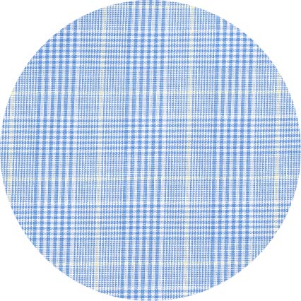 Men's Blue Cotton Prince of Wales Check Slim Fit Formal Shirt With Double Cuffs fabric detail