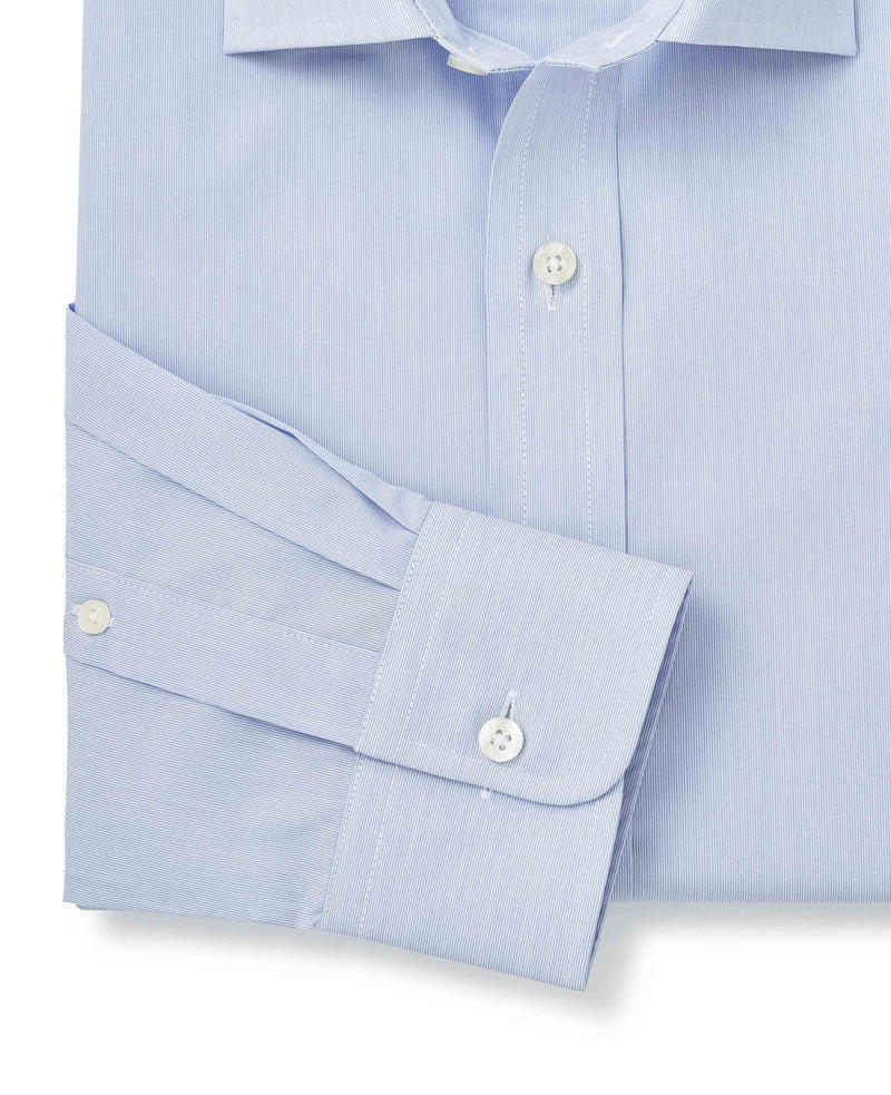 Blue Fine Stripe Slim Fit Formal Shirt - Single Cuff