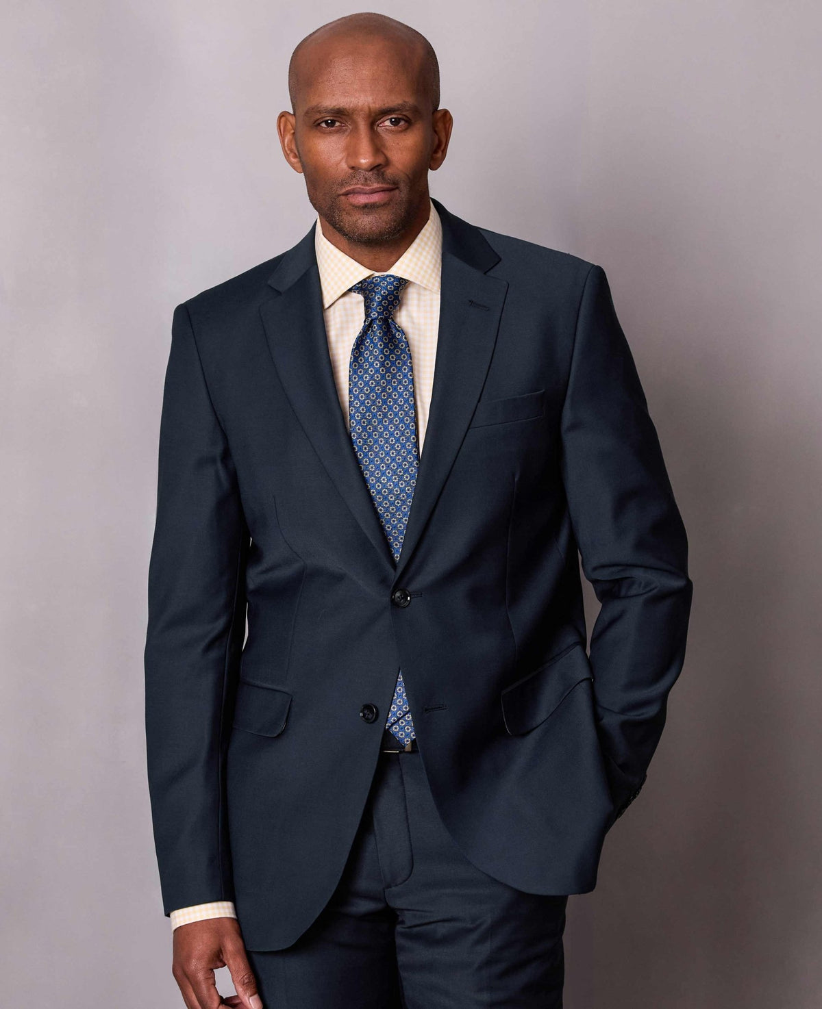 Men's Blue Foulard Silk Tie model shot