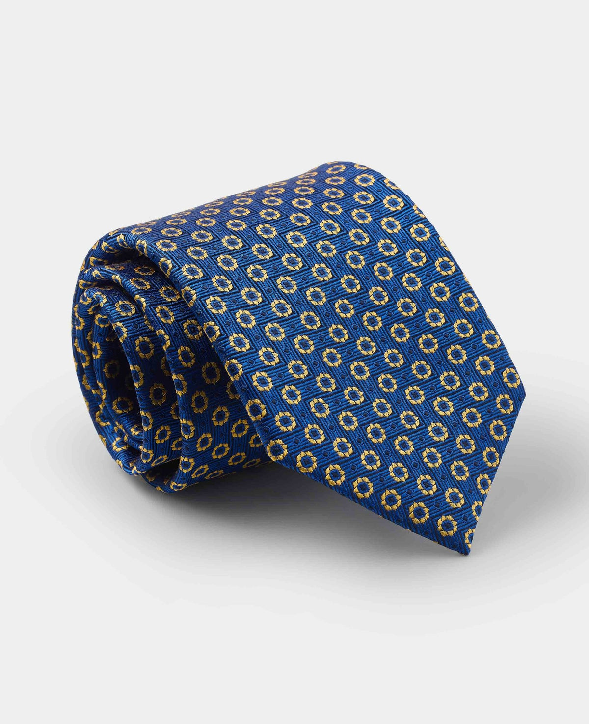 Men's Blue Foulard Silk Tie rolled up