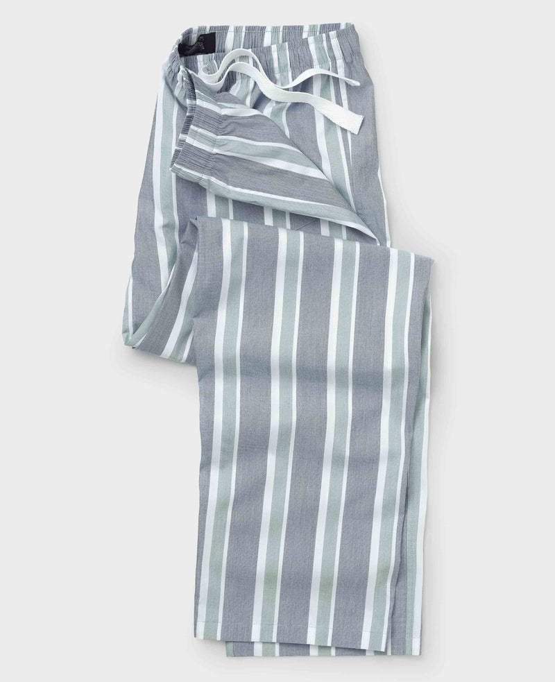 Blue Green Cotton Striped Lounge Pants
