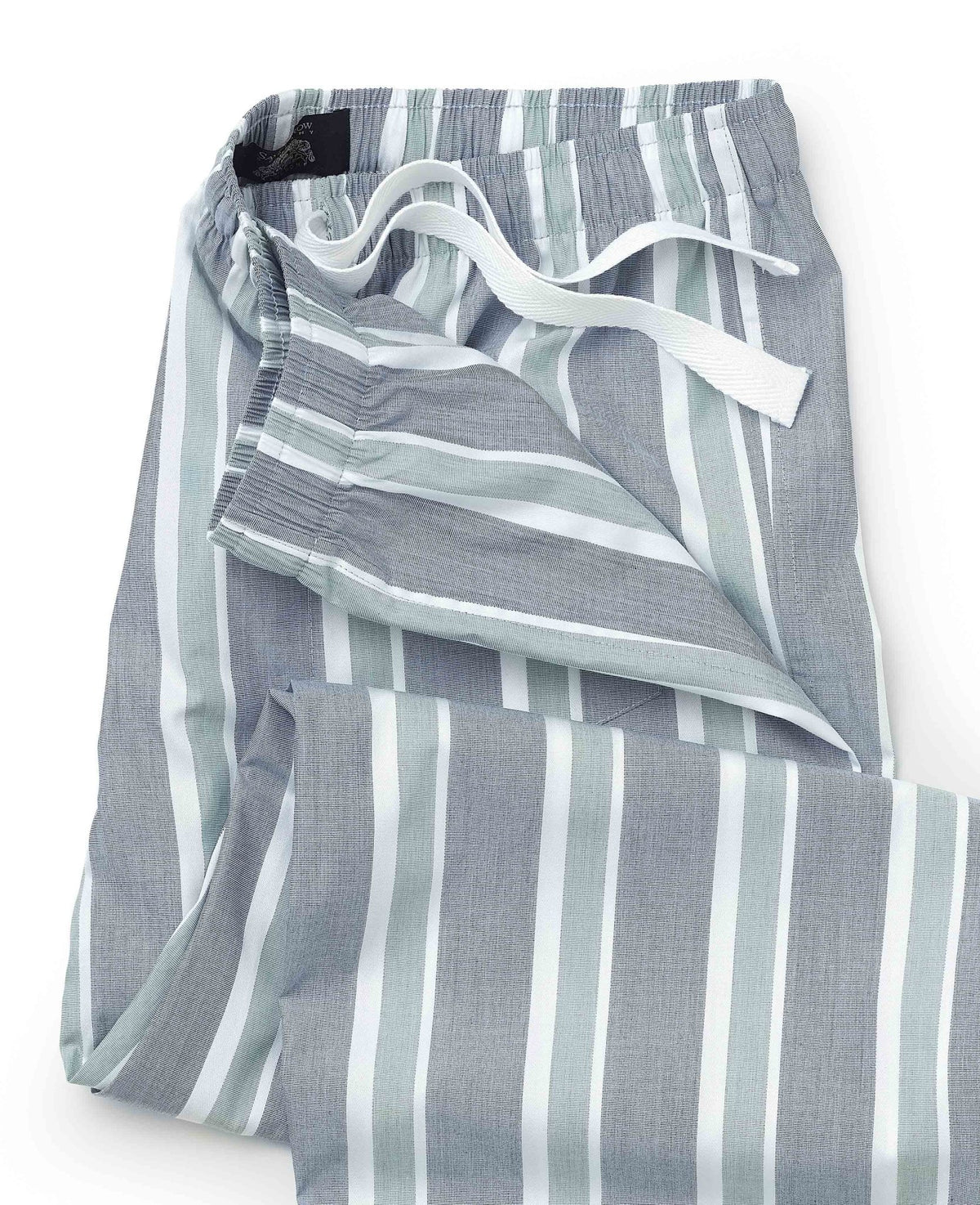Men's Green Cotton Striped Lounge Pants waist detail