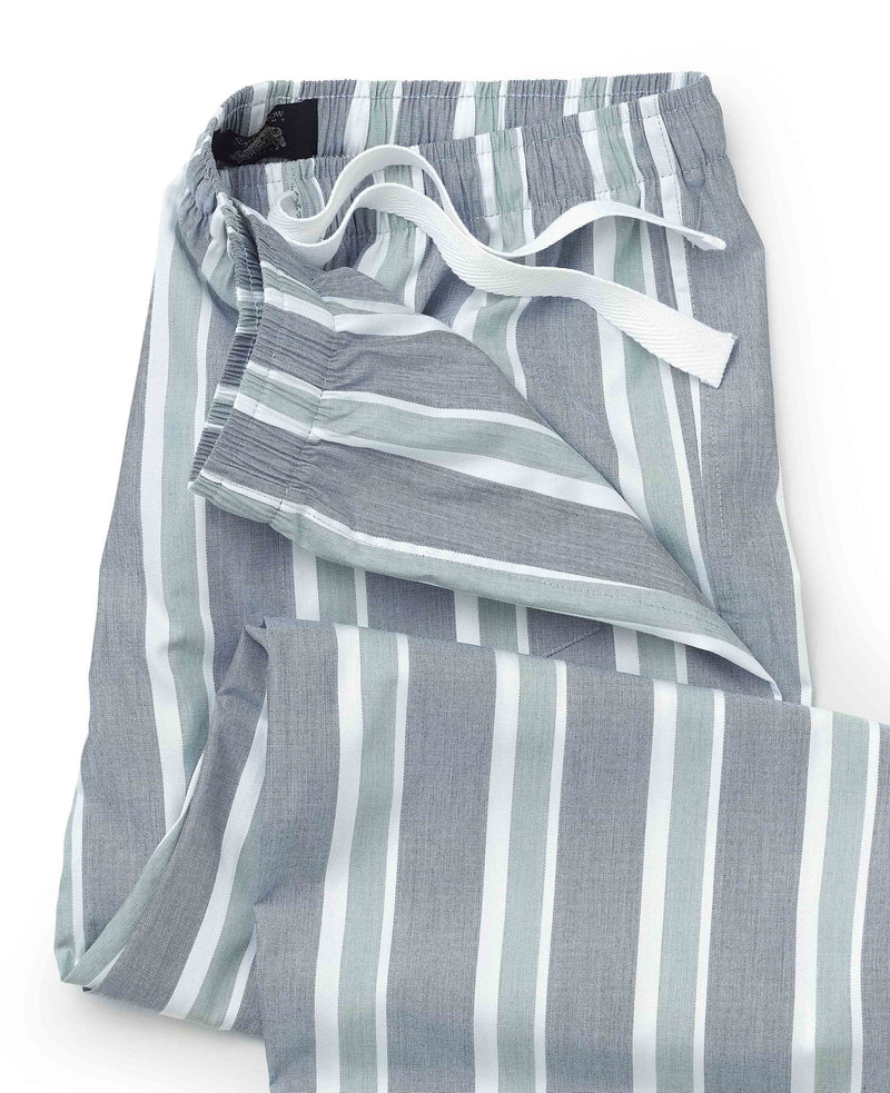 Blue Green Cotton Striped Lounge Pants