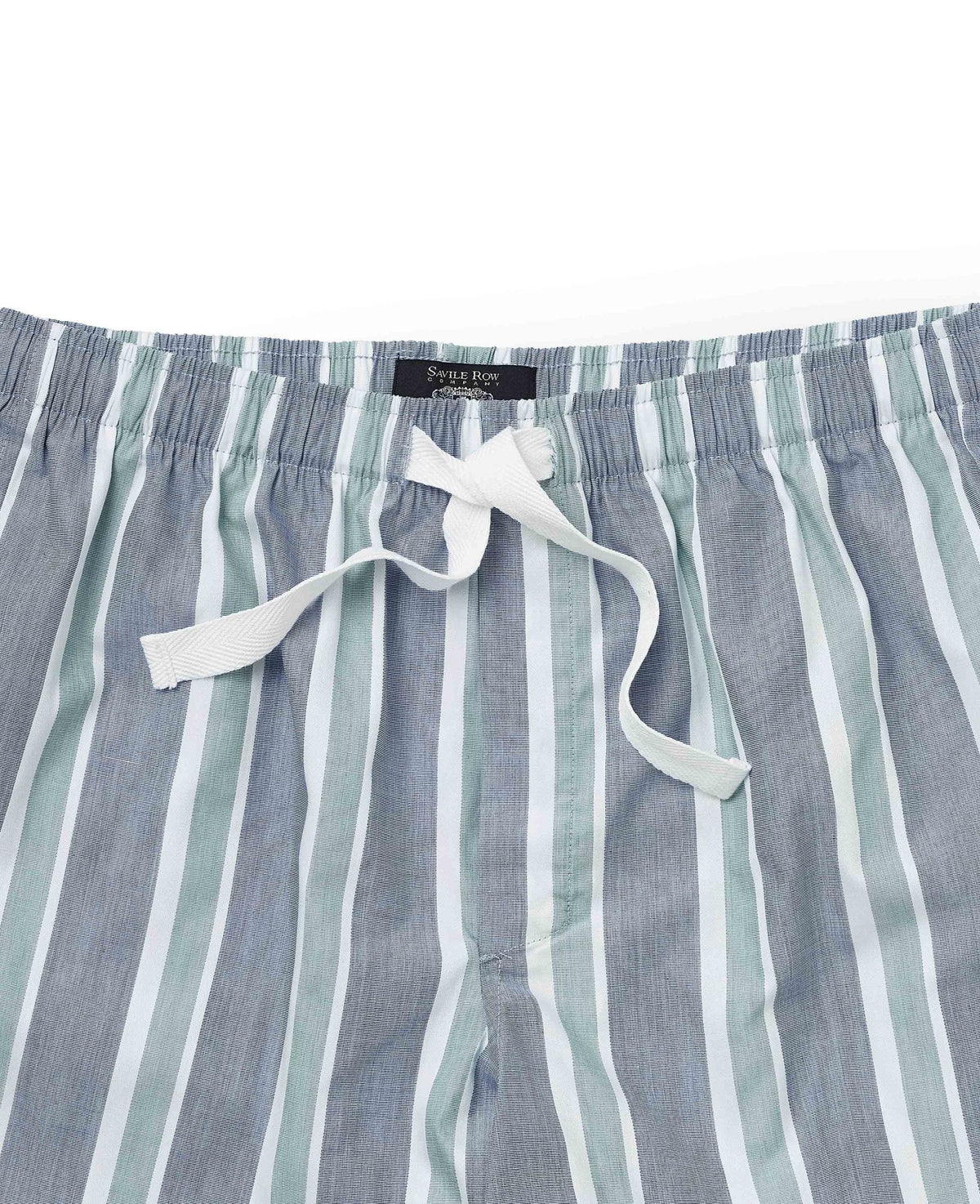 Men's Green Cotton Striped Lounge Shorts  waist detail