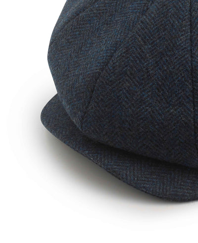 Blue Herringbone Baker Boy Hat