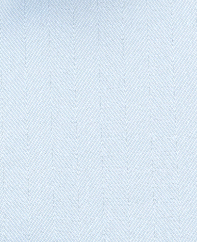 Blue Herringbone Cotton Slim Fit Formal Shirt - Single Cuff