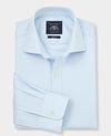 Blue Herringbone Cotton Slim Fit Formal Shirt - Single Cuff