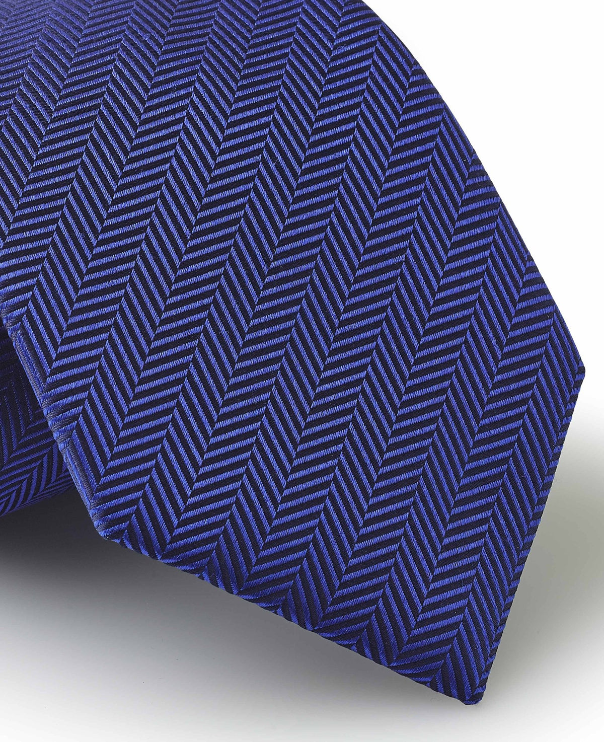 Blue Herringbone Silk Tie in Gift Box