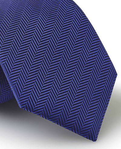 Blue Herringbone Silk Tie in Gift Box