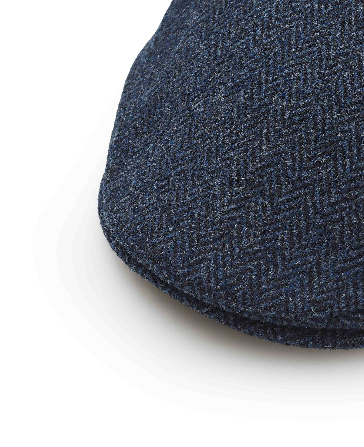 Blue Herringbone Wool Flat Cap