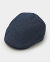 Blue Herringbone Wool Flat Cap