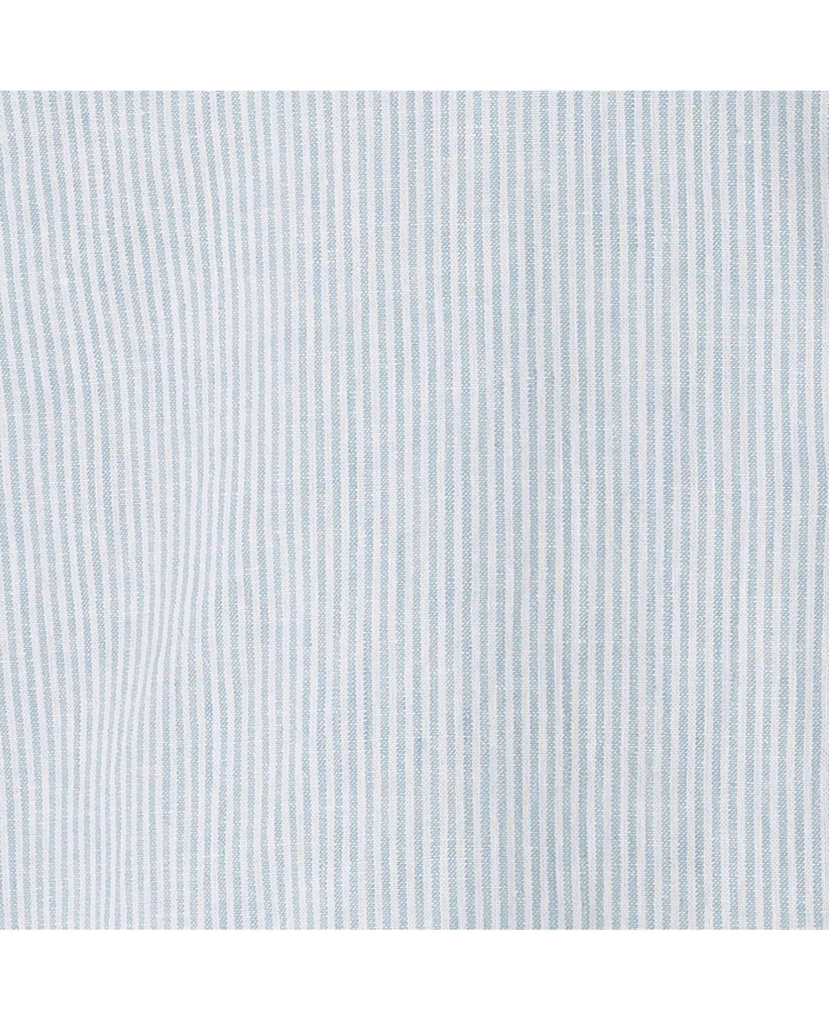 Men's Blue Linen Cotton Stripe Classic Fit Grandad Collar Casual Shirt fabric detail