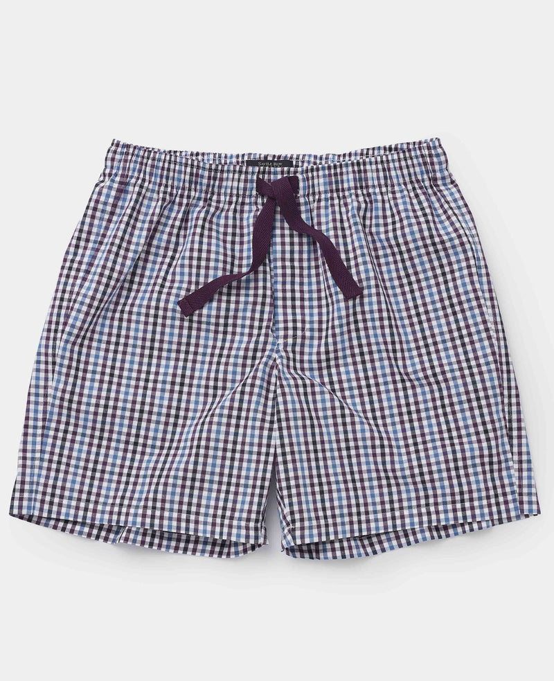 blue multi check brushed cotton lounge shorts mls1156bln grey