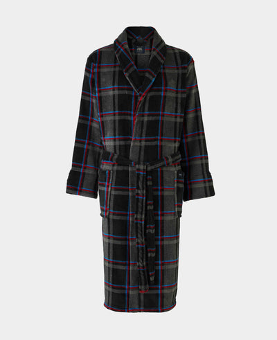 Blue Multi Check Super Soft Fleece Dressing Gown