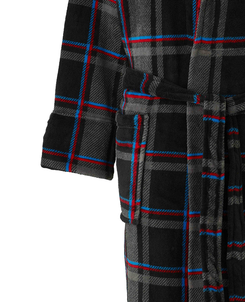 Blue Multi Check Super Soft Fleece Dressing Gown