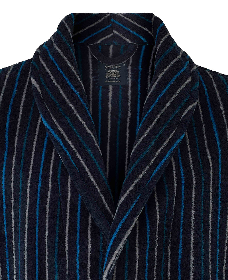 Blue Multi Stripe Super Soft Fleece Dressing Gown