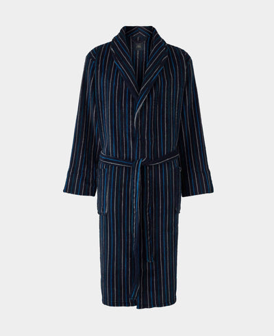 Blue Multi Stripe Super Soft Fleece Dressing Gown