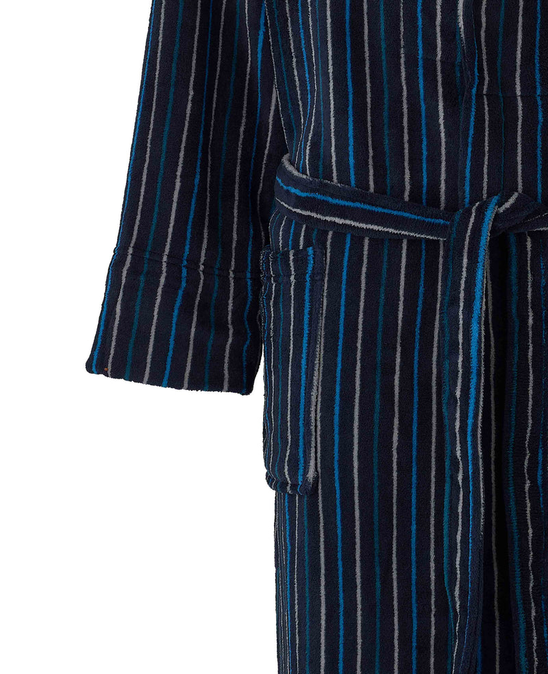 Blue Multi Stripe Super Soft Fleece Dressing Gown