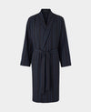 Blue Navy Brushed Cotton Twill Stripe Dressing Gown