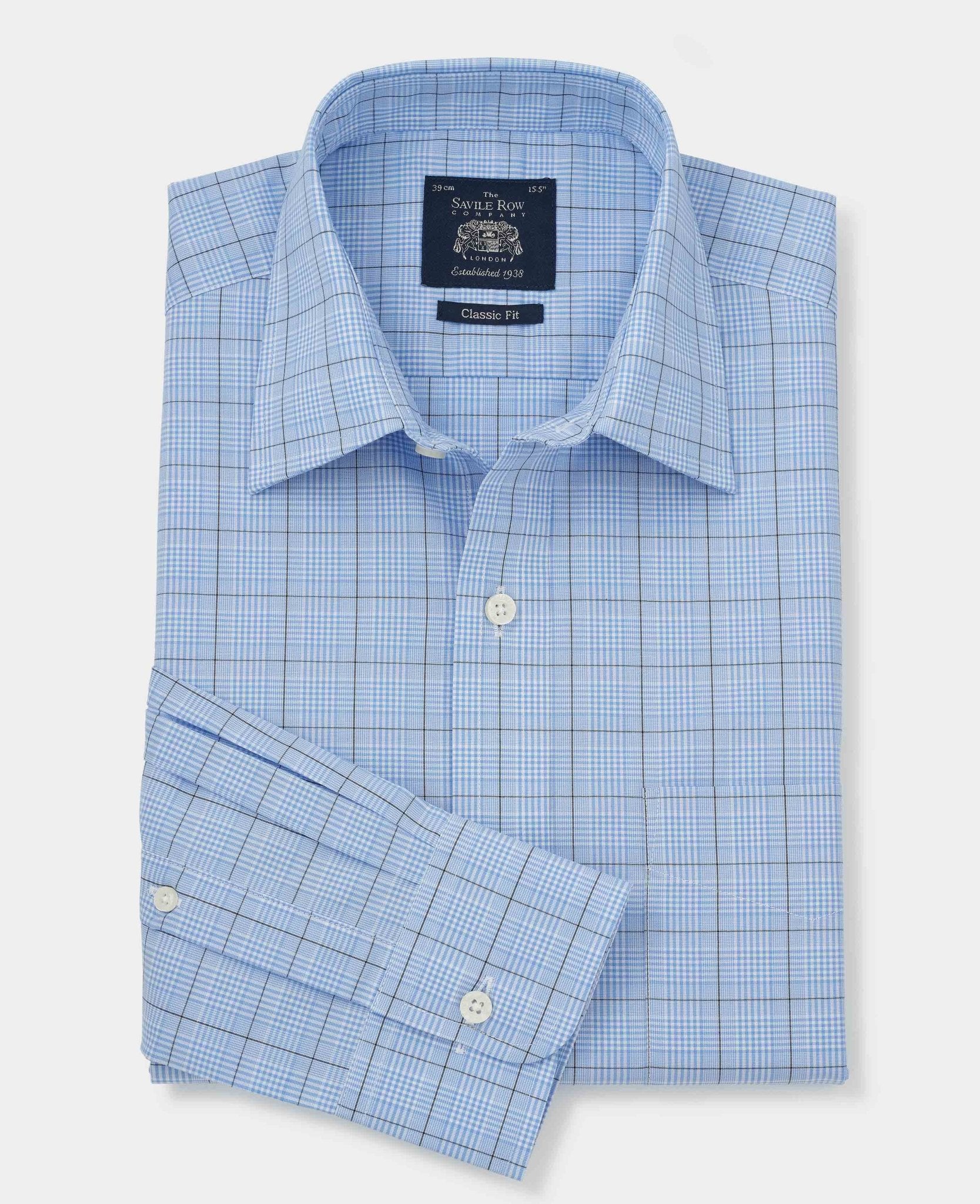 Men's Classic Fit Shirt In Blue Navy Prince of Wales Check