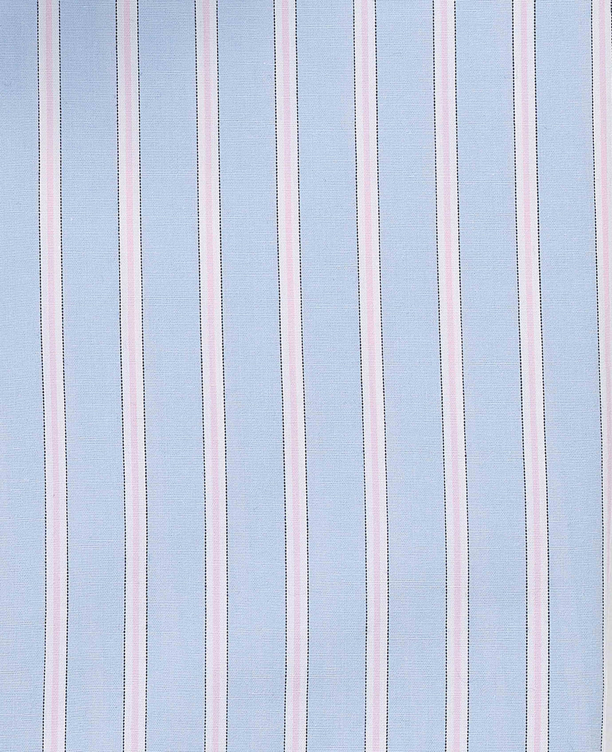 Men's Blue Pink Cotton Poplin Classic Fit Stripe Button-Down Smart Casual Shirt fabric detail