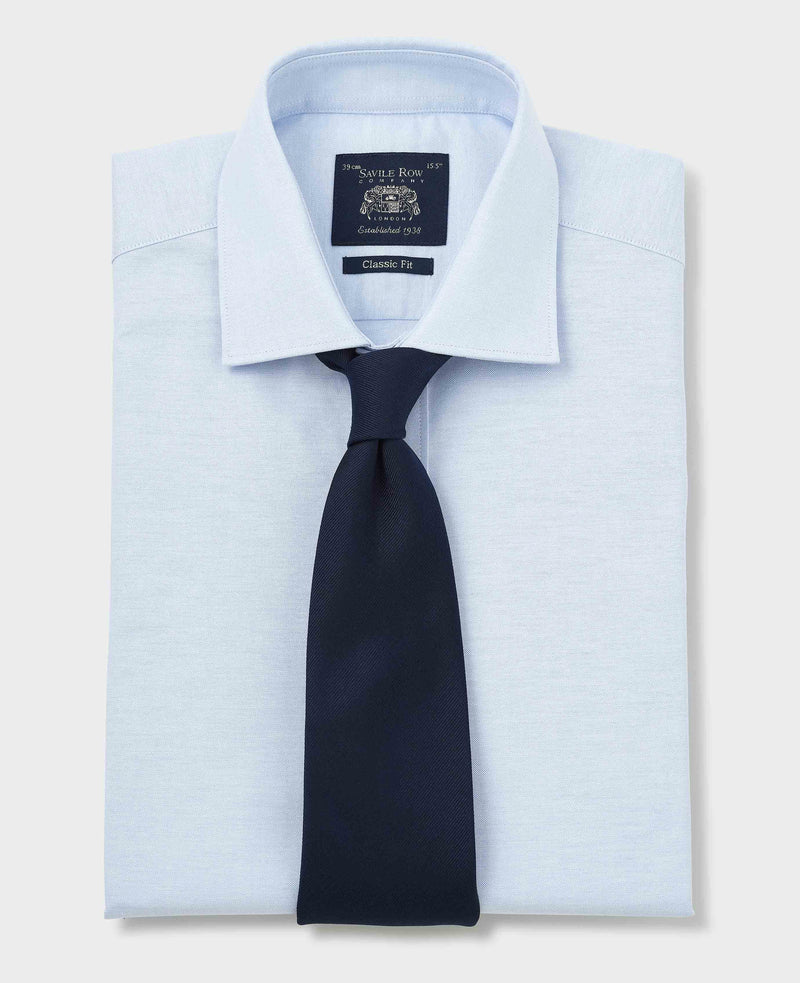 Blue Pinpoint Cotton Classic Fit Formal Shirt - Single Cuff