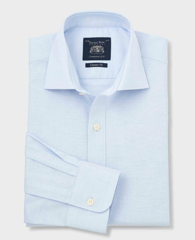 Blue Pinpoint Cotton Classic Fit Formal Shirt - Single Cuff