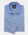 Blue Poplin Stripe Slim Fit Smart Casual Shirt - Single Cuff