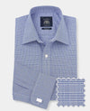 Blue Prince Of Wales Check Classic Fit Formal Shirt - Double Cuff [RTC]