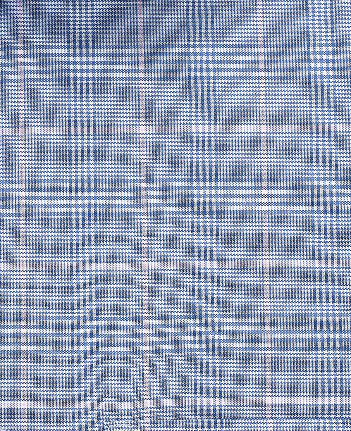 Men's Blue Prince of Wales Check Cotton Classic Fit Winchester Formal Shirt With Double Cuffs fabric detail