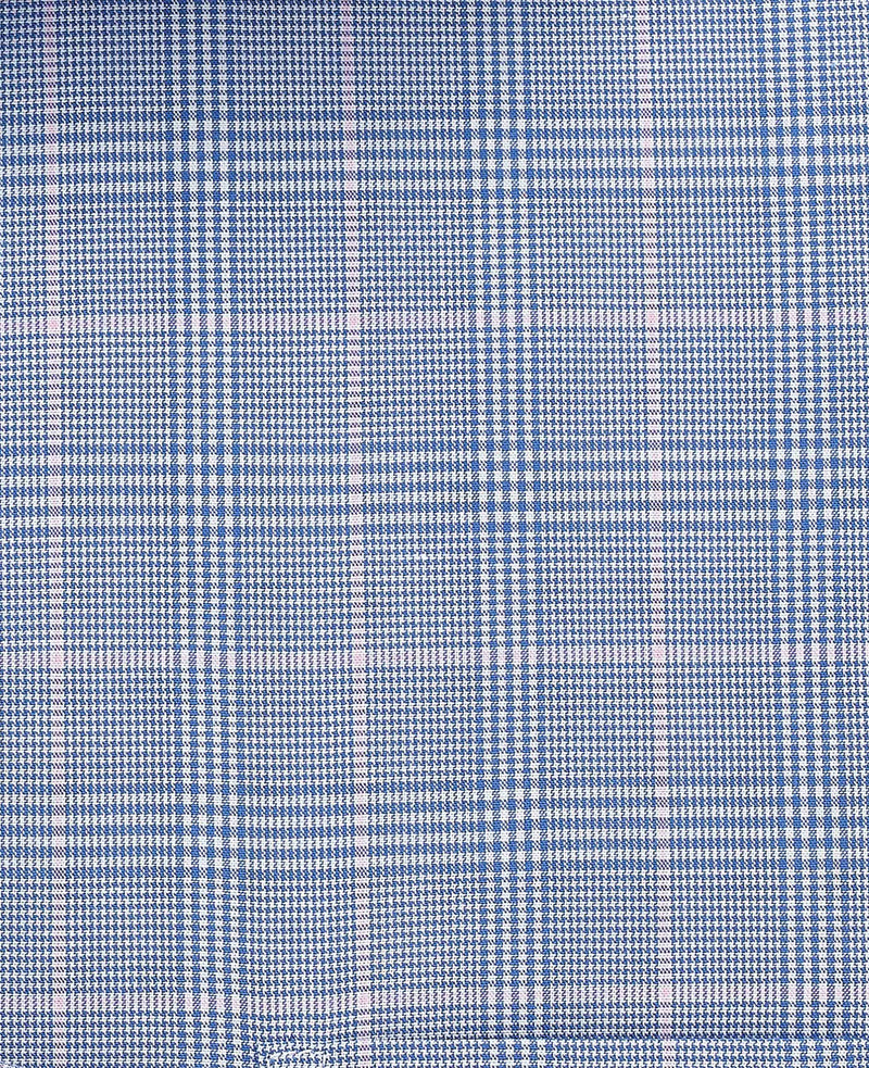 Blue Prince of Wales Check Cotton Classic Fit Winchester Formal Shirt - Double Cuff