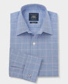 Blue Prince of Wales Check Cotton Classic Fit Winchester Formal Shirt - Double Cuff