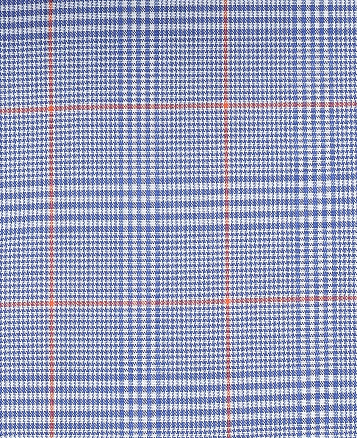 Men's Blue Prince of Wales Check Cotton Poplin Classic Fit Winchester Shirt With Double Cuffs fabric detail