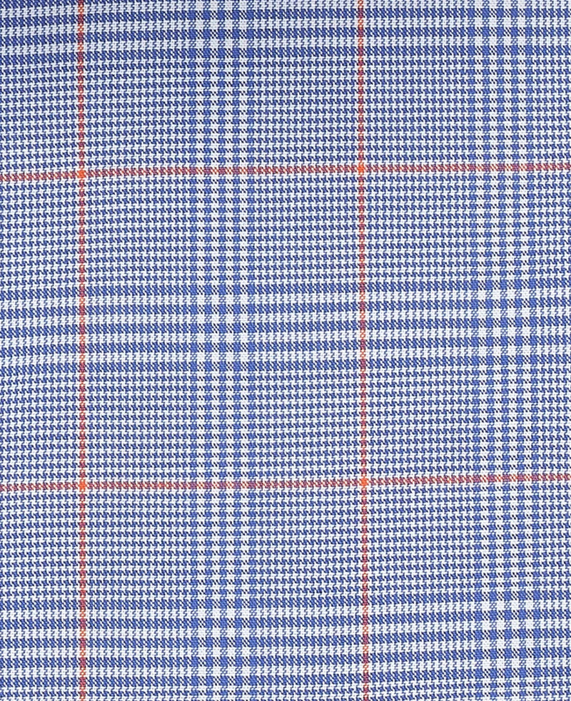 Blue Prince of Wales Check Cotton Poplin Classic Fit Winchester Formal Shirt - Double Cuff