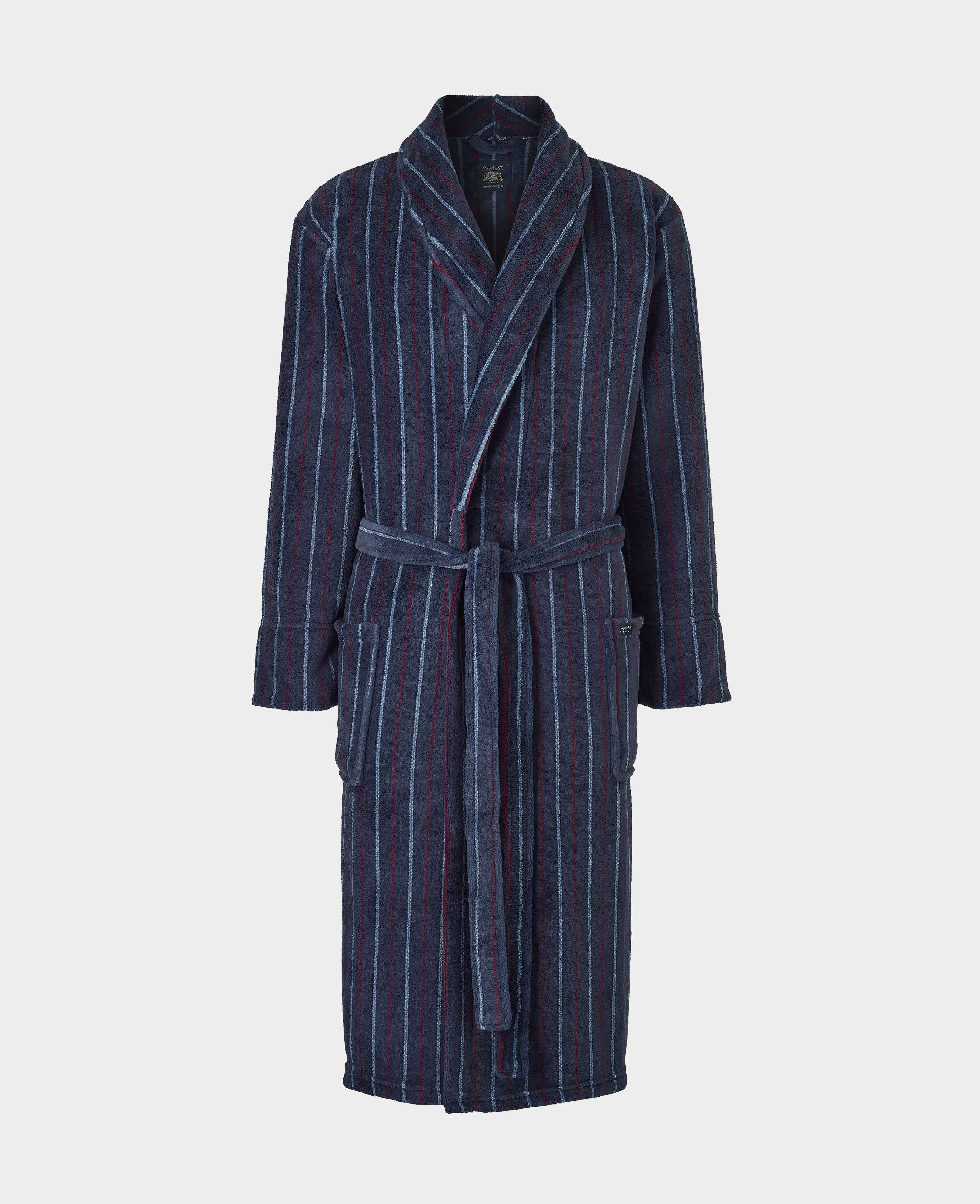 Men s Blue Red Stripe Dressing Gown Savile Row Company