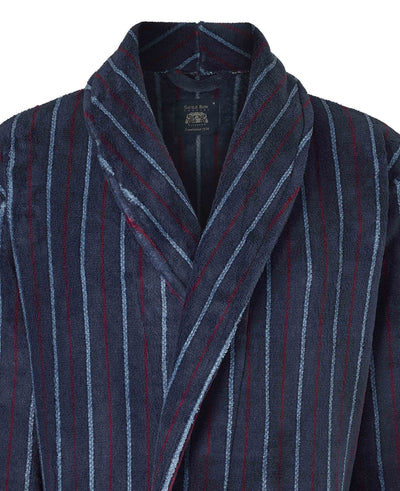 Blue Red Stripe Fleece Dressing Gown