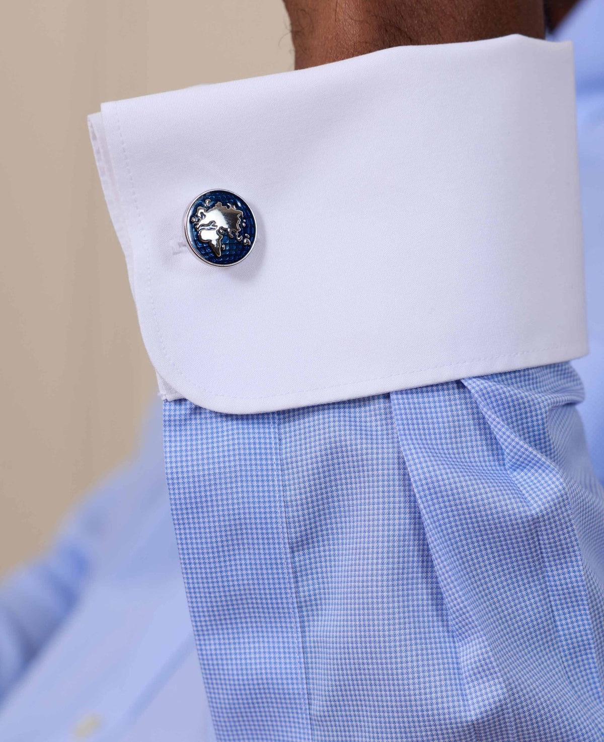Blue Rhodium Plated Circle Cufflinks