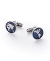 Blue Rhodium Plated Circle Cufflinks