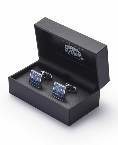 Blue Rhodium Plated Square Cufflinks
