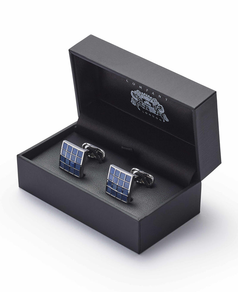 Blue Rhodium Plated Square Cufflinks