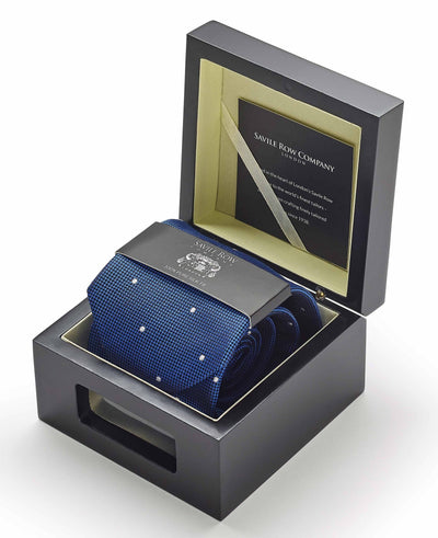 Blue Silk Pinspot Tie in Gift Box