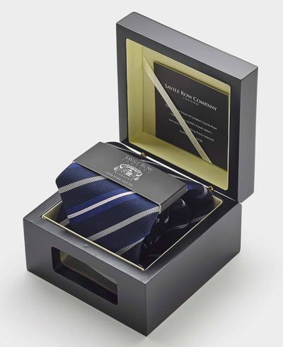 Blue Silk Striped Tie in Gift Box