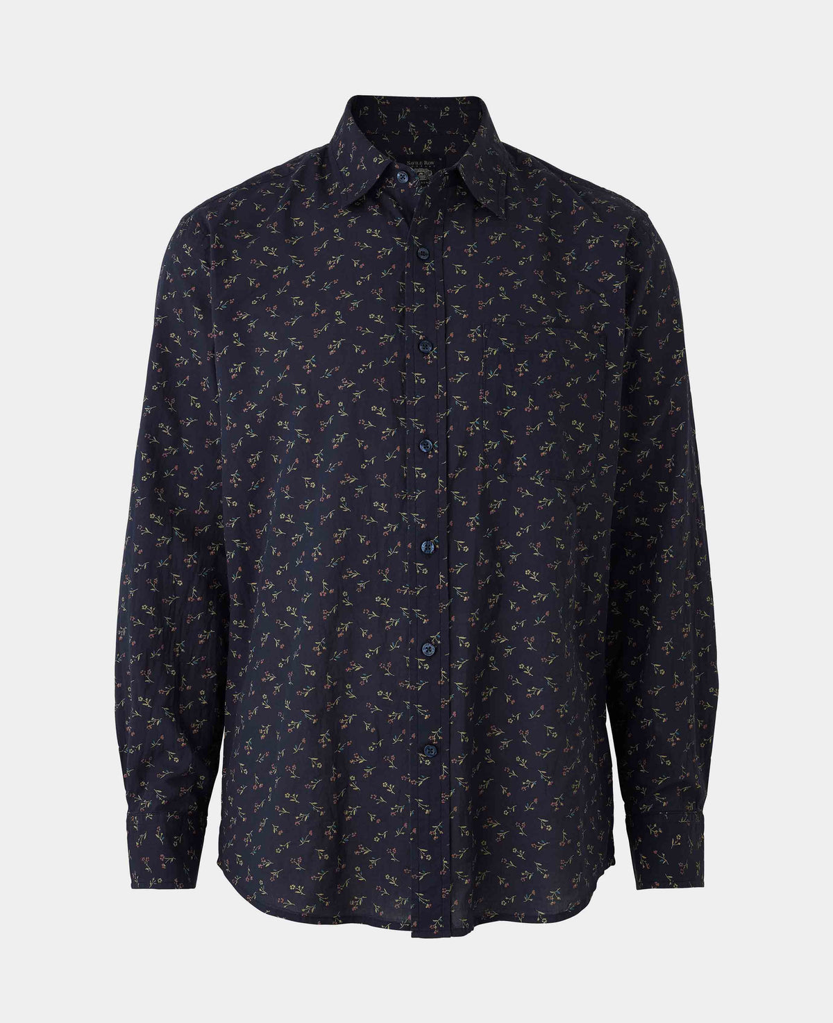 Men's Blue Stretch Cotton Classic Fit Floral Casual Shirt  mannequin