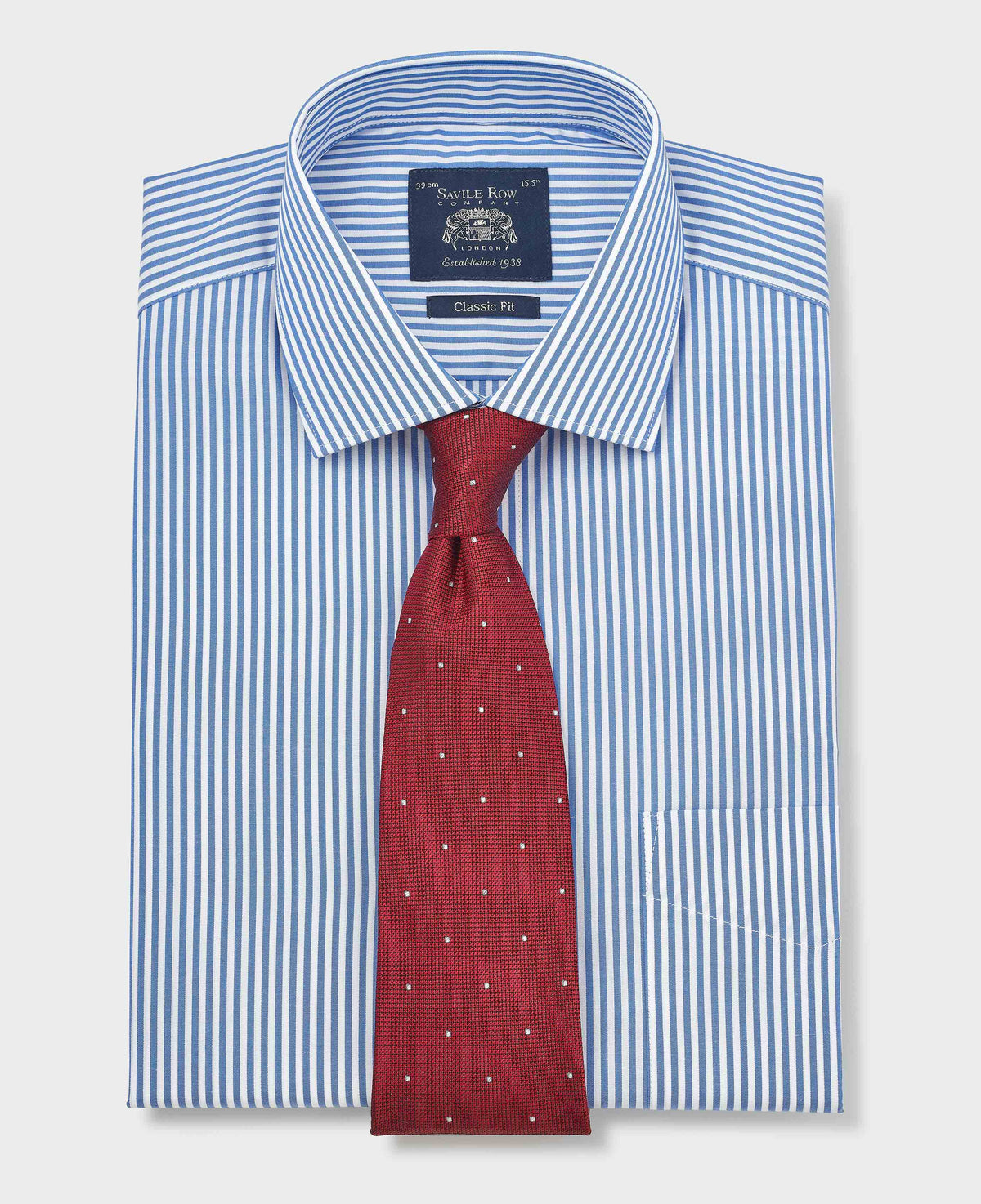 Blue Stripe Cotton Poplin Classic Fit Formal Shirt - Double Cuff