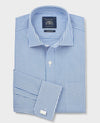 Blue Stripe Cotton Poplin Classic Fit Formal Shirt - Double Cuff