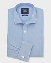 Blue Stripe Cotton Poplin Slim Fit Formal Shirt - Double Cuff