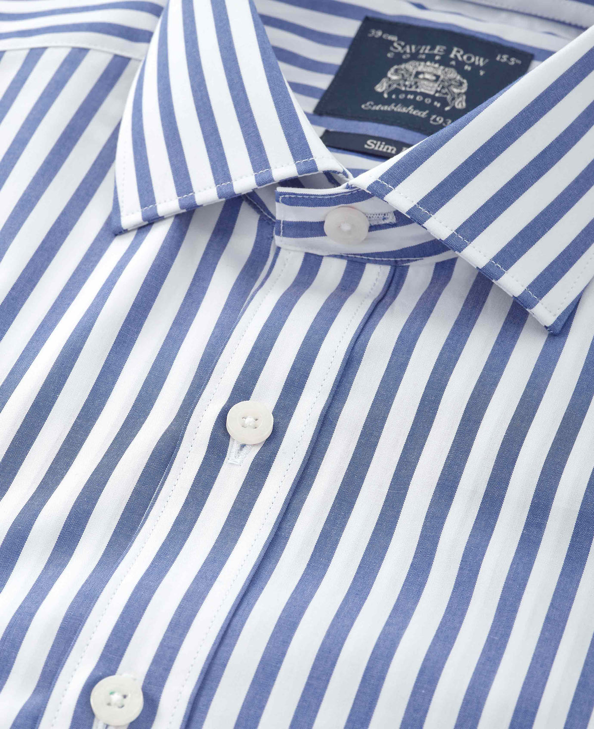 Blue Stripe Cotton Poplin Slim Fit Formal Shirt - Single Cuff