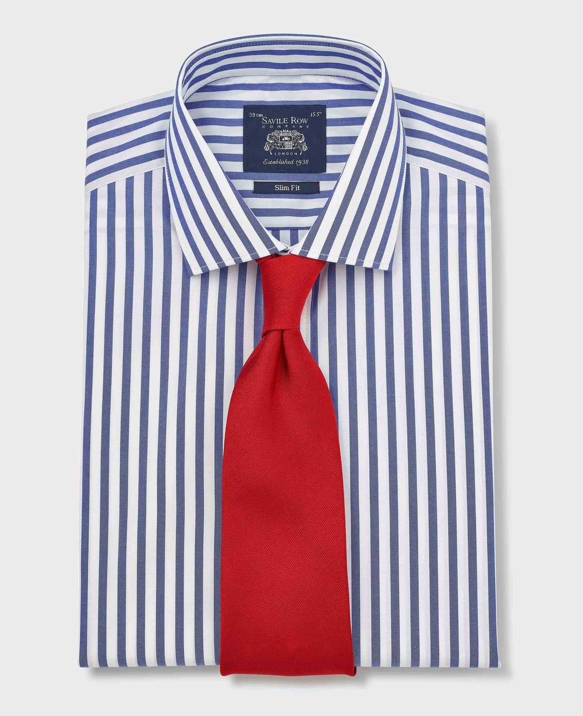 Blue Stripe Cotton Poplin Slim Fit Formal Shirt - Single Cuff