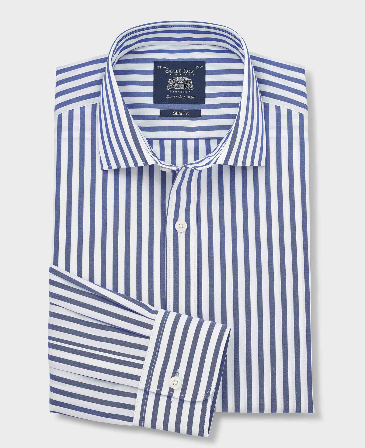 Blue Stripe Cotton Poplin Slim Fit Formal Shirt - Single Cuff